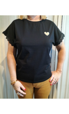 T.shirt noir coeur